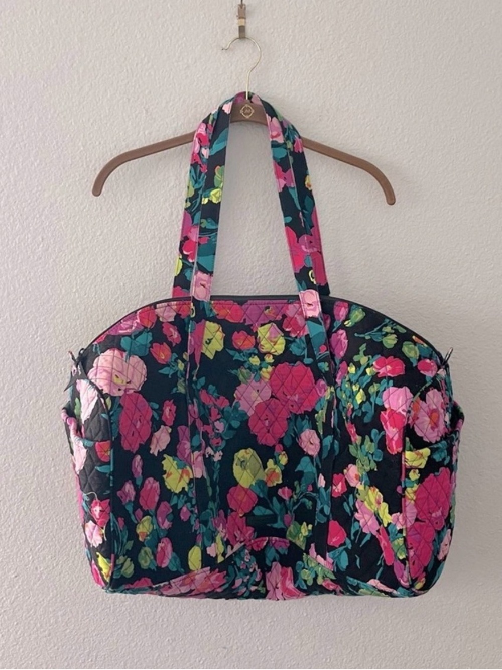 Vera Bradley Large Duffle Bag Purple & Black Print